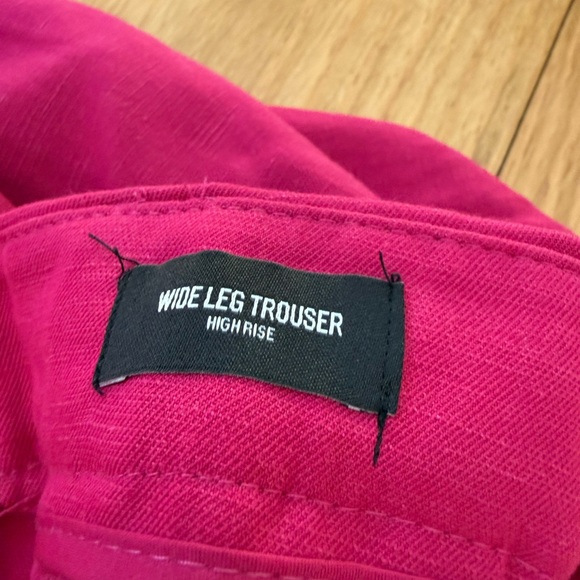 Express Women’s Pink Stylist High Waisted Pleated Wide Leg Pant Linen Size 8L - Picture 7 of 9